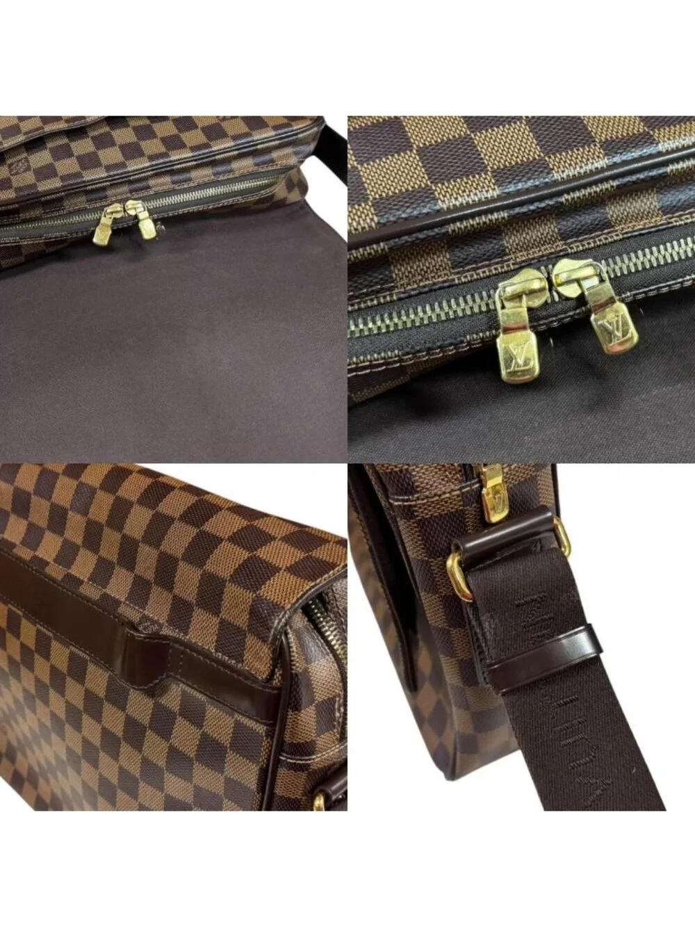 Louis Vuitton Shelton MM Damier Shoulder Bag Canvas Brown